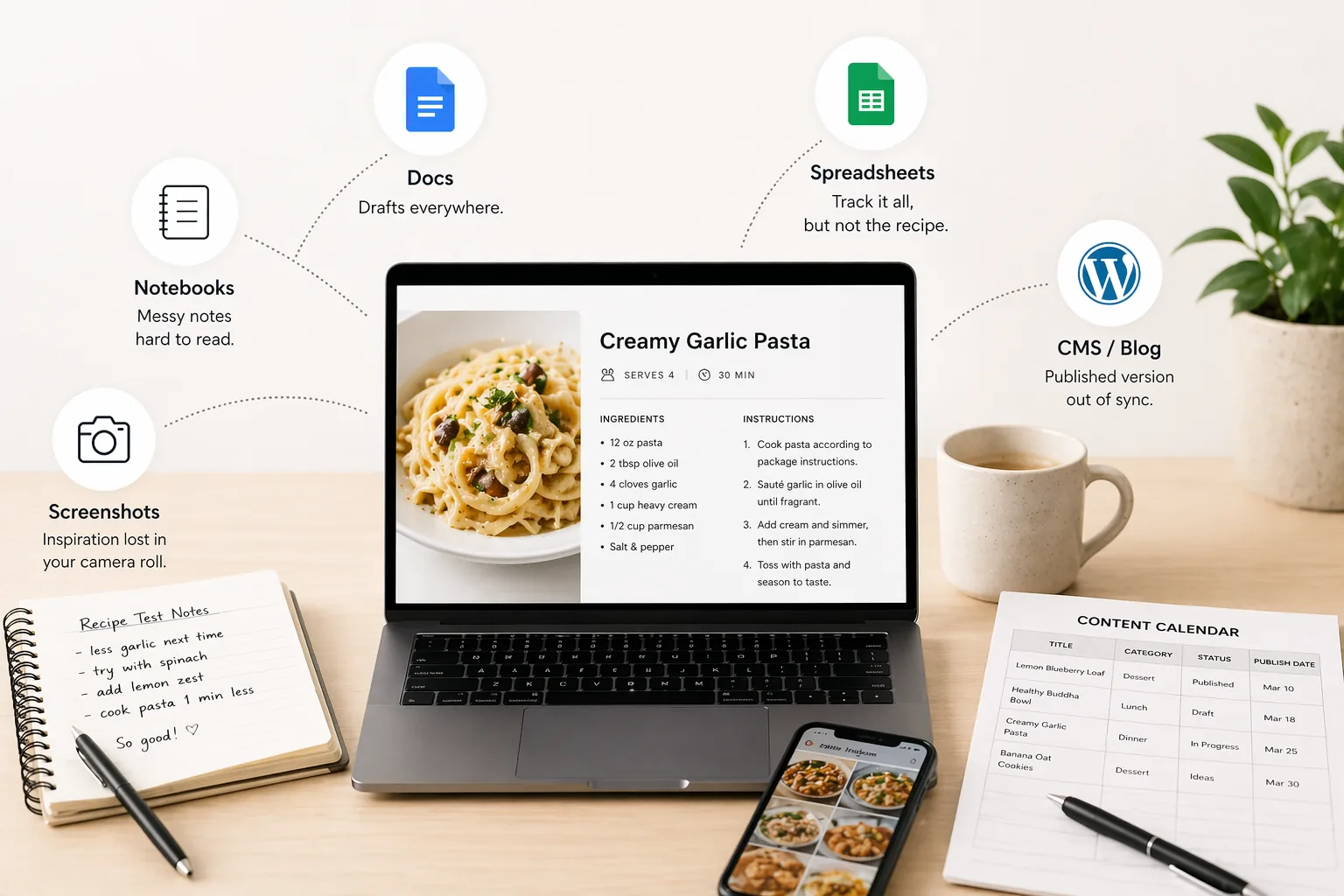 How to Organize Recipes: Why Spreadsheets and Notebooks Don't Work (for Food Bloggers)